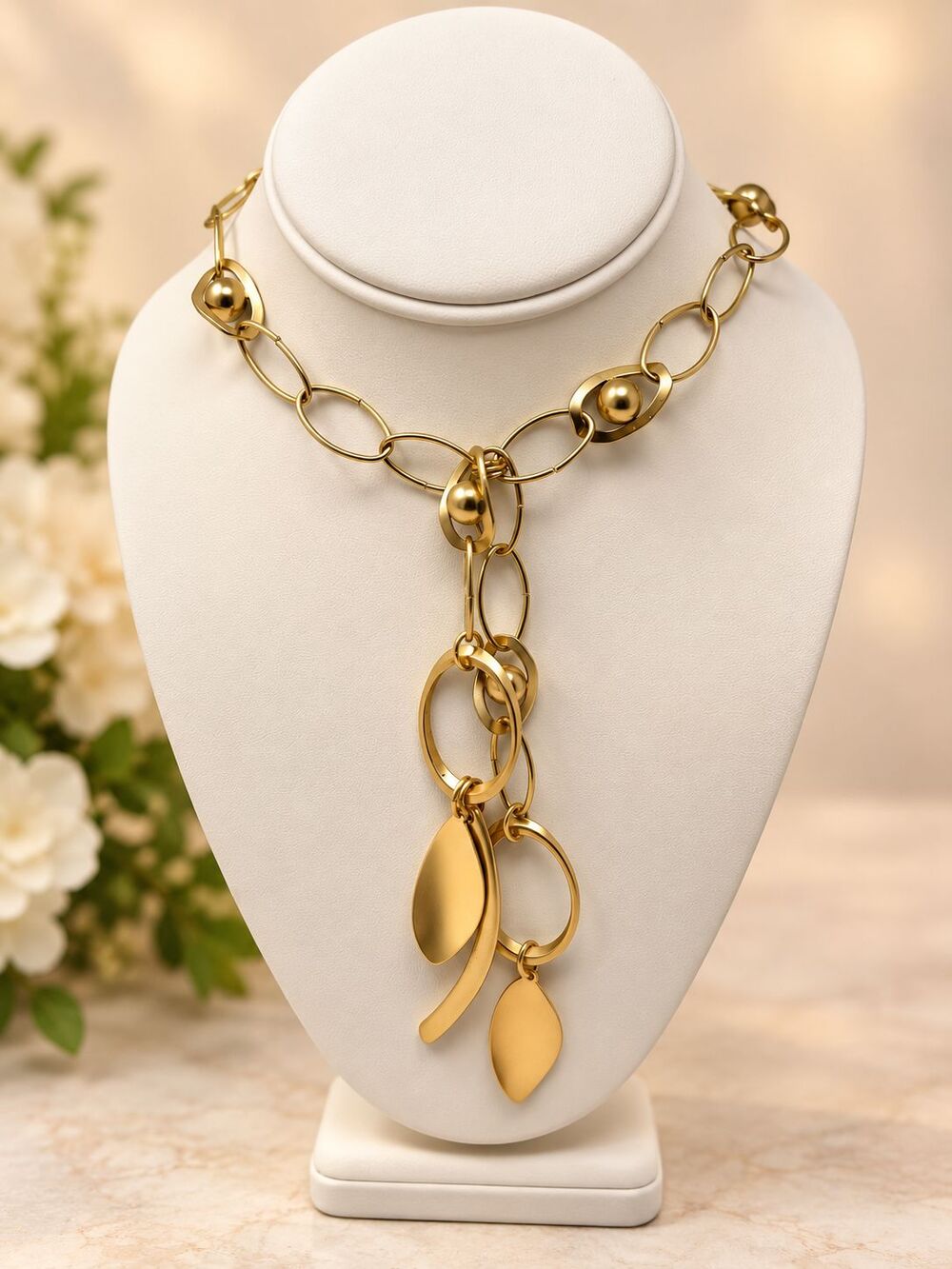Chico’s Noelle Gold Tone Statement Y Necklace – New With Tags